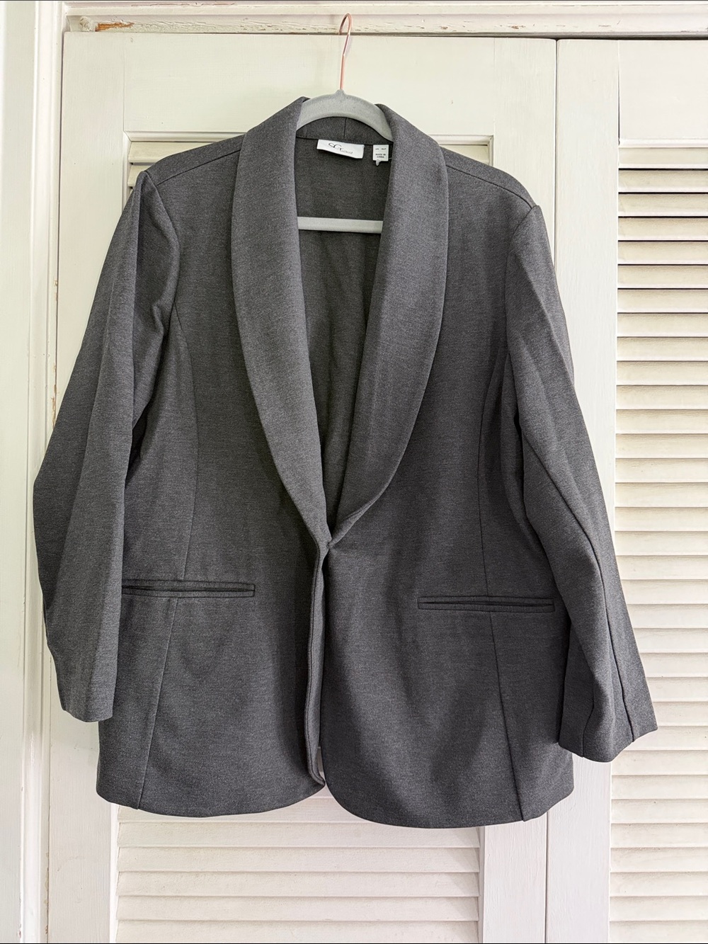 Susan Graver Charcoal Gray Shawl Collar Blazer XL Petite